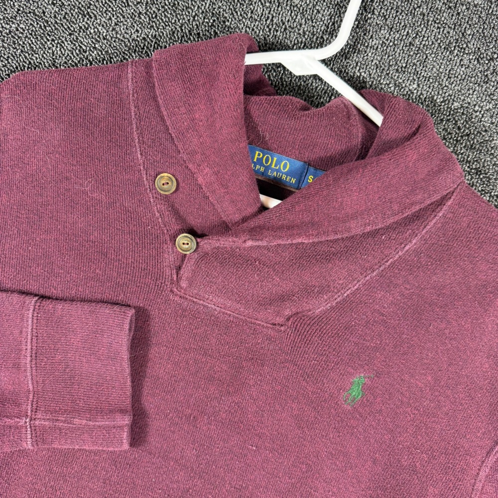Polo Ralph Lauren Shawl Collar Sweatshirt Men's Small Burgundy Cotton Pullover